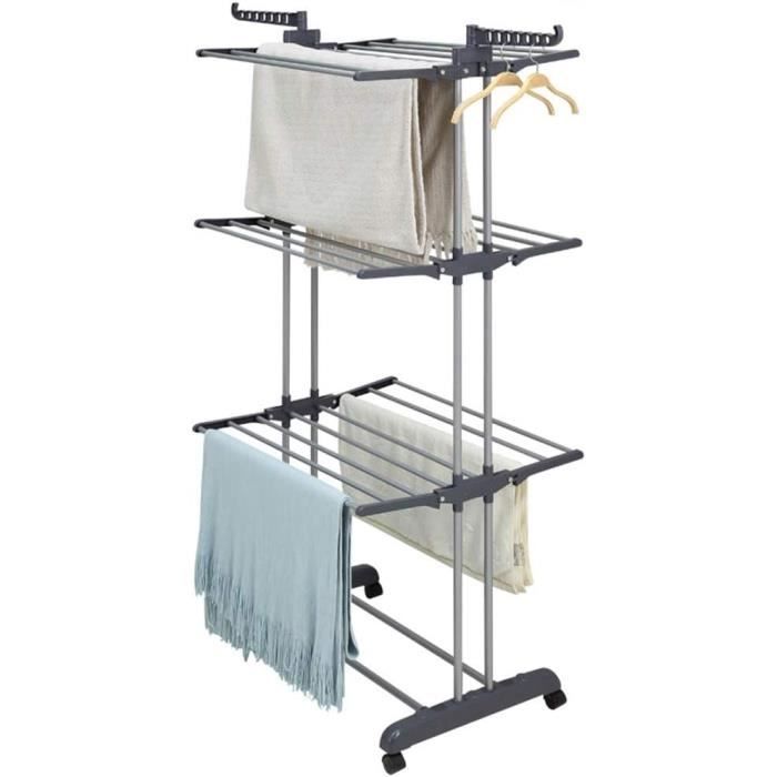 Séchoir à Linge Tour Électrique Plafond - Mini Étendoir Motorisé Télécommandé, Peu Encombrant, Capacité 35kg, Blanc