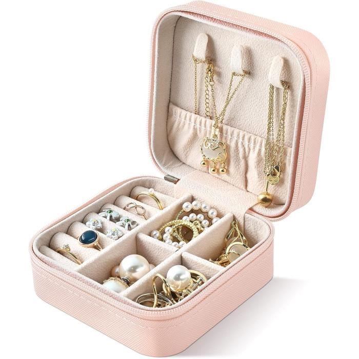 Boîte à Bijoux Voyage - Coffret Organisateur Noir Pour Collier, Bague, Boucle D'Oreille