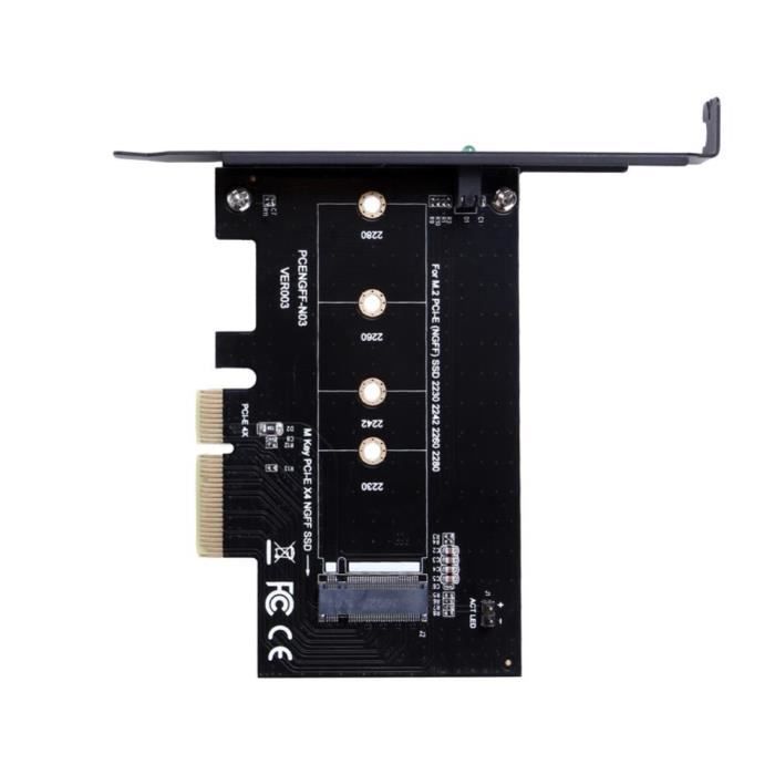 Adaptateur M.2 SSD – VAKIND – PCI Express 4x – Noir – Compatible 2230/2242/2260/2280