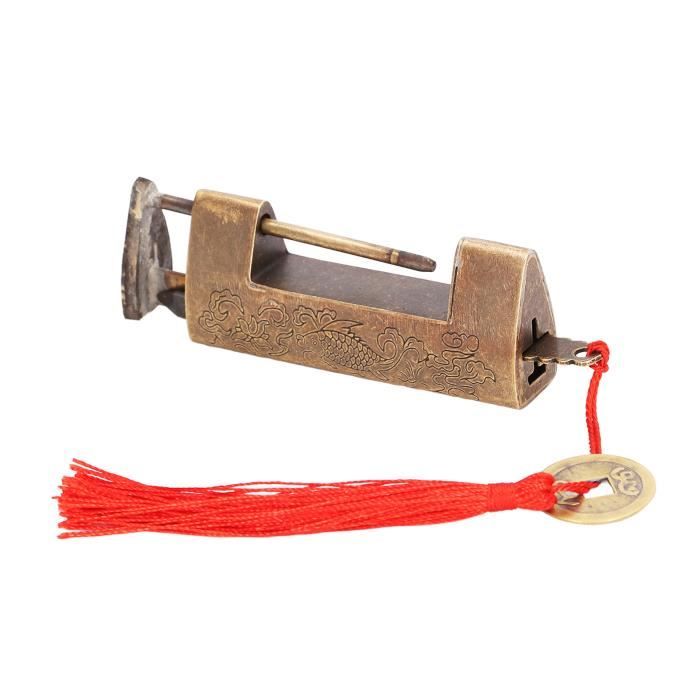 Cadenas Gravé En Forme De Poisson Cadenas Vintage Antique Serrure Chinoise Cadenas Decoratif Cadenas A Cle En Bronze Pour Armoire Boite A Bijoux Tiroir Mini Armoires 85589021