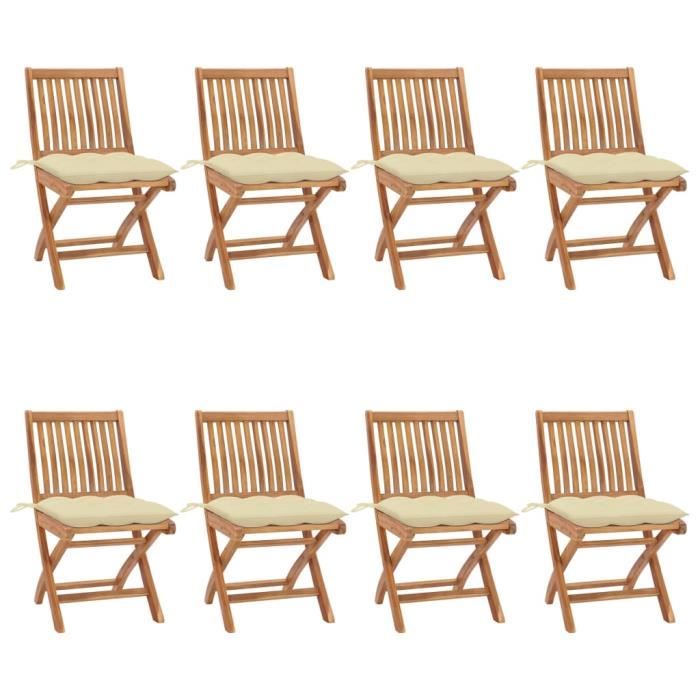 vidaXL Chaises pliables jardin Teck - vue 3