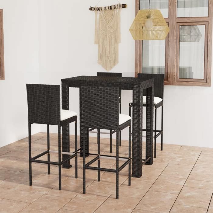 vidaXL Ensemble de bar de jardin 5 pcs Résine Tressée - vue 2