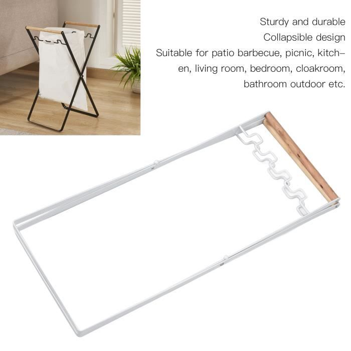 Support De Sac Poubelle Mural U3 En Bois Et Métal – Capacité 60 L, Noir, Neuf
