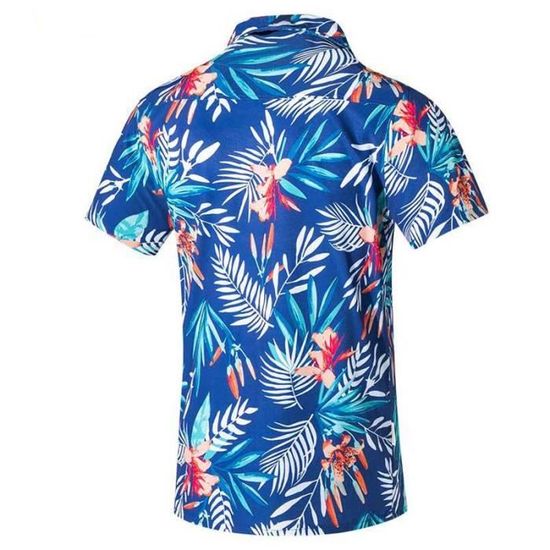 Chemise Hawaïenne Homme à Manches Courtes Boutonnée 3D Imprime Feuille