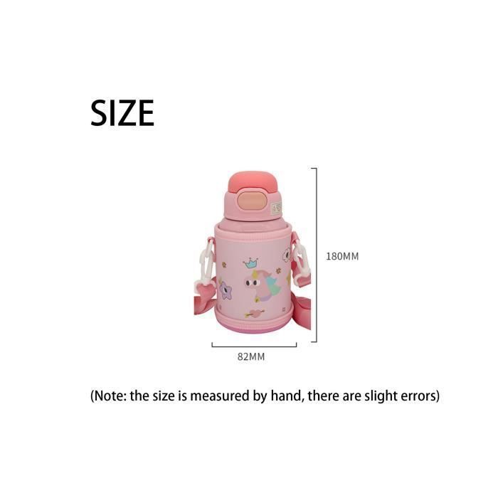 Gourde Isotherme Enfant 600 Ml Avec Paille - Acier Inox 18/8 - Motif Papillon Rose - Garde Froid 24h, Chaud 12h - 4