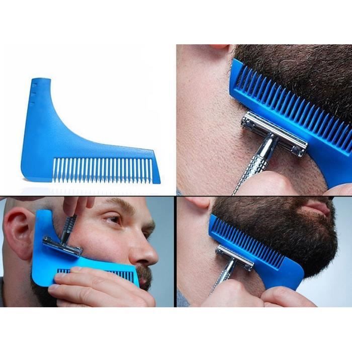 Peigne Guide Pour Tailler La Barbe - Bleu, Pochoir De Rasage, Réglable, Neuf
