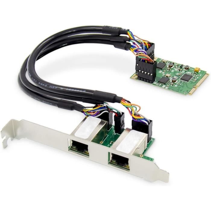 Carte Io - Mini Pcie - Carte Réseau Rj45 - 2 Ports - Gigabit Ethernet ...
