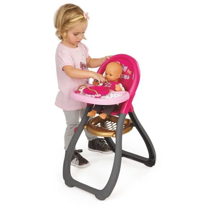 Smoby - Baby Nurse - Chaise Haute - pour Poupons et Poupées - 2 Accessoires  Inclus - 220370 : : Jeux et Jouets