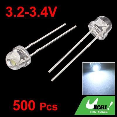 50 Pcs 8Mm Bleu Led Diode Lumières (Chapeau De Paille Clair Transparent
