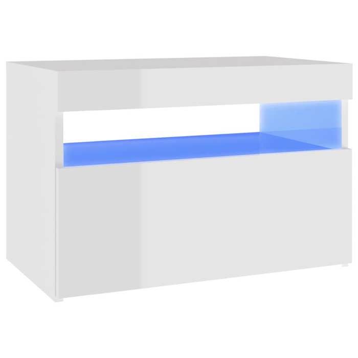 Meuble TV Avec LED RGB - Blanc Brillant - 160cm De Large - Rangement Pratique - Moderne Et Élégant