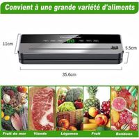 Scelleur Sous Vide Automatique, Machine Sous Vide Alimentaire, Avec 2 Clips Et 10 Sacs Sous Vide Réutilisables, Chargement USB Pour La Cuisson Sous Vide Et La Conservation Des Aliments Frais