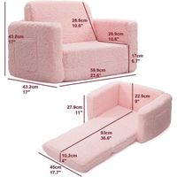 Canapé Enfant MAMAJOVE 2 En 1 - Convertible Chaise Longue - Dès 18 Mois Rose