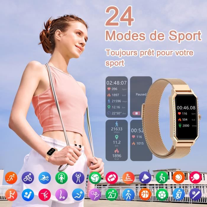AIMIUVEI Montre Connectée Femme avec Appel Bluetooth 5.1, 1.32'' HD  Smartwatch, Fonction Féminine, SpO2/Fréquence Cardiaque/Sommeil/19 Modes  Sportifs/Lecteur Musique/Podomètre iOS Android Or : : High-tech