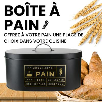 Pitmoly Boîte à Pain En Métal Avec Couvercle En Bambou, Récipient De