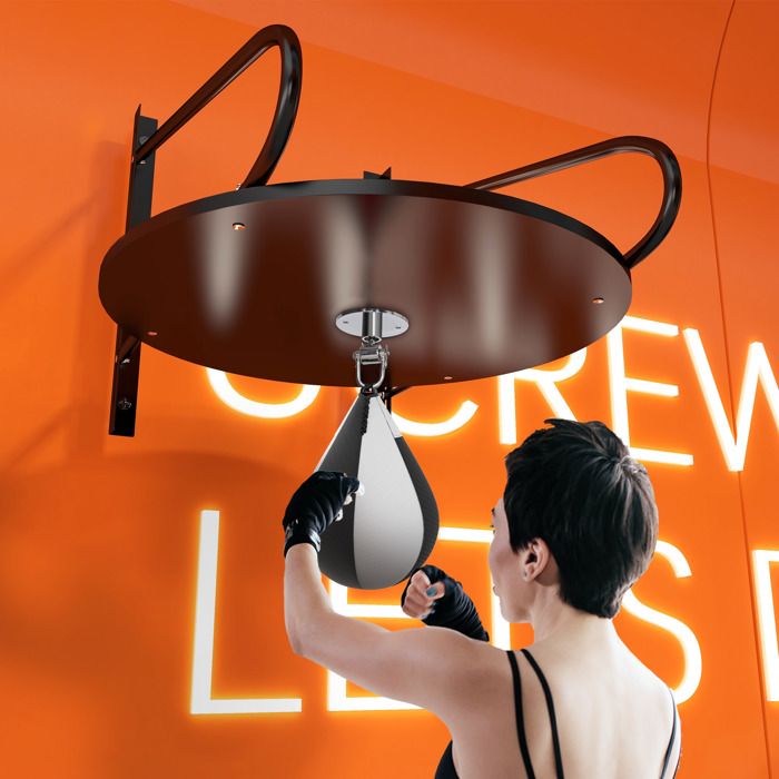 SPORTNOW Plateforme Murale Avec Poire De Vitesse – Hauteur Réglable 7 Niveaux, Rotation 360°, Pour Boxe
