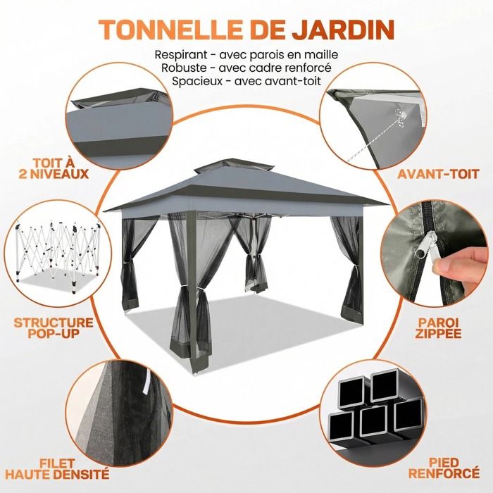 COBIZI Tonnelle Pliante 3x6m Professionnelle - Barnum Avec 6 Côtés, Imperméable | Pour Jardin, Événements