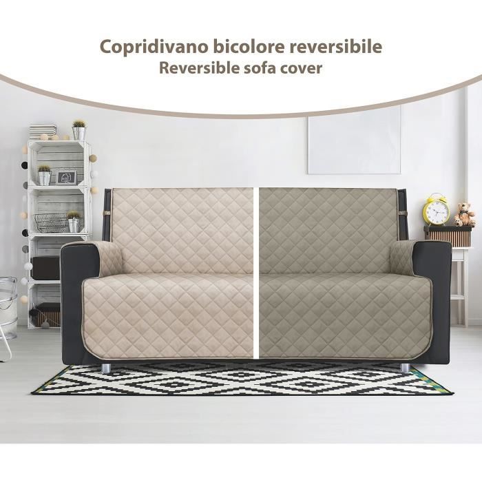 Surwin - Housse De Canapé Extensible 1 Place - Tissu Doux Anti-dérapant - Protection Chat Chien, Lavable - Rouge Vin