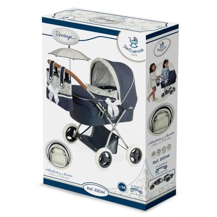 Poussette Landau 2 En 1 Pour Poupée - Berceau Amovible, Auvent Rétractable, Poignée Souple - Jusqu'à 18" (46 Cm)
