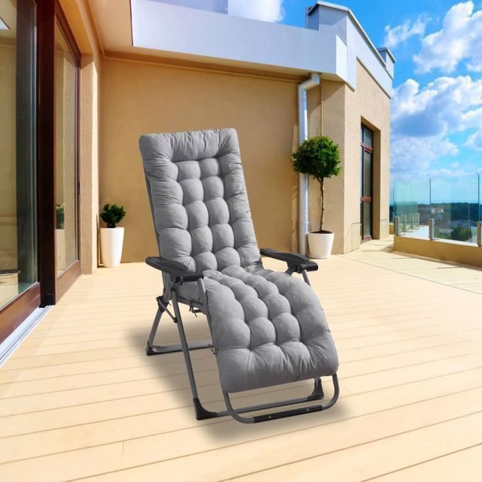 Coussin De Chaise Longue En Cuir PU épais - 48 X 155 Cm - Confortable Et Antidérapant - Pour Jardin, Plage, Terrasse