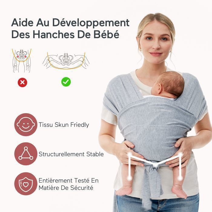 Momcozy Echarpe de Portage Bebe, Réglable, Echarpe de Portage Sans