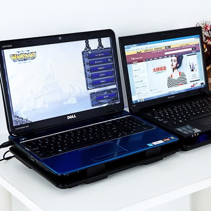 Refroidisseur pour Ordinateur Portable PC Notebook de 14-17 pouce Cooler  externe Stand avec 5 ventilateurs Noir - Cdiscount Informatique