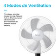 Pro Breeze Ventilateur sur Pied 40 cm, Télécommande et Panneau LED Oscillation 80°, 4 Modes d'Opération, Hauteur Ajustable - Blanc-3