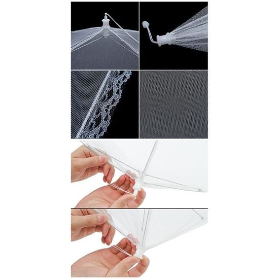Lot De 3 Couvercles De Protection Alimentaire Pliables - Filet Anti-Insectes Avec Bord Dentelle - 36x36x22 Cm - 9