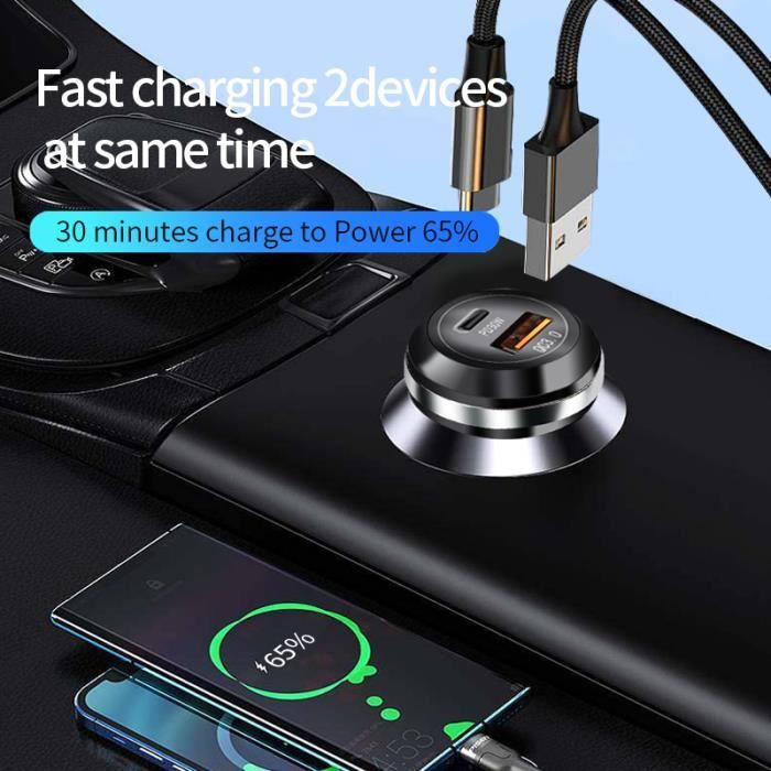 Chargeur Voiture Allume Cigare Usb Pour Smartphone Ipad Iphone