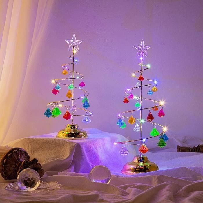 Arbre De Noël Spirale,Arbre De Noël Lumineux En Métal,Lustre En Spirale  Avec Coloré Boules De Cristal,Lampe Led Décorative[Z3278]