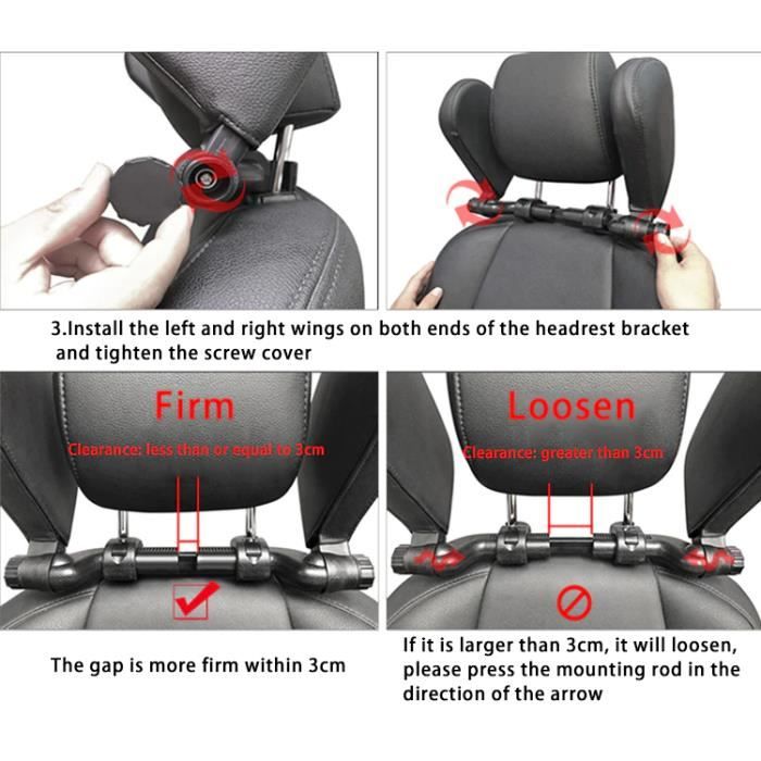 Coussin Appui-tête Inclinable Mybow - Cuir - Réglable Hauteur - Pour Canapé, Bureau, Voiture - Noir