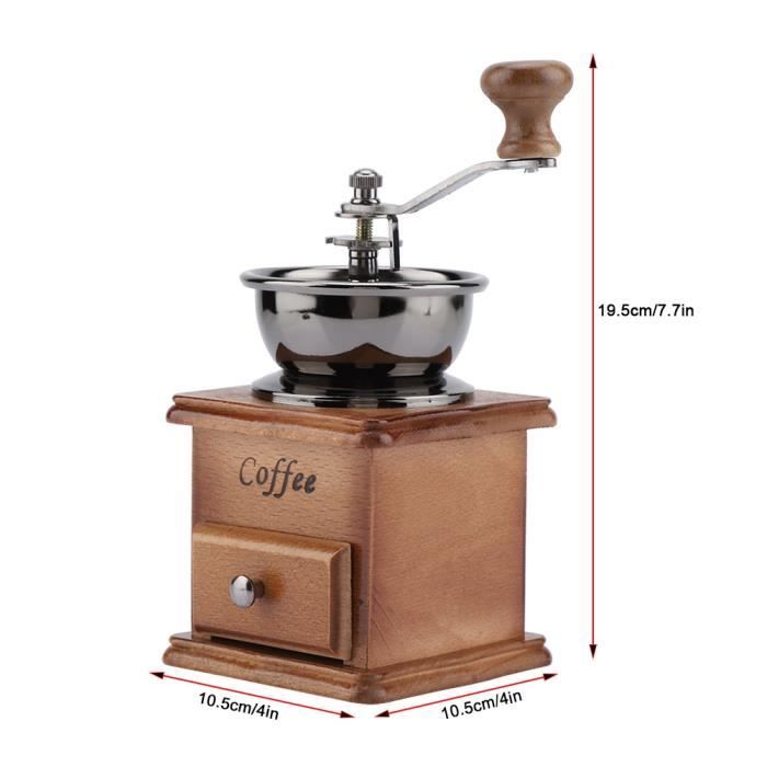 Moulin à café marron rétro manuel sur bois avec manivelle - Portable -  Moulin à café au design antique - Moulin à expresso pour A315 - Cdiscount  Electroménager