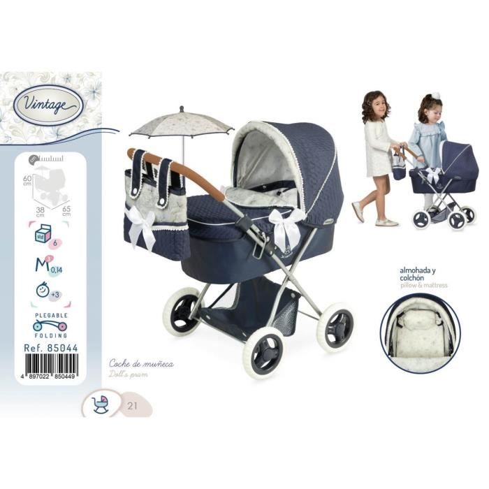 Poussette Double Pliante Pour Poupée – Ocean Fantasy DeCuevas – 75 X 48 X 70 Cm – Harnais, Poche Arrière – Dès 3 Ans (poupées Vendues Séparément)
