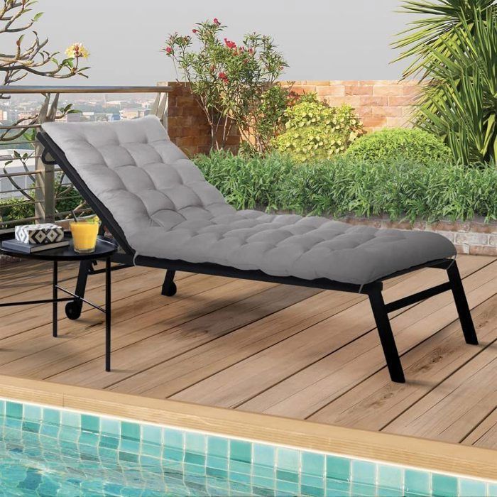 Coussin De Chaise Longue Épais Avec Capuche - Transat Jardin Anti-Dérapant