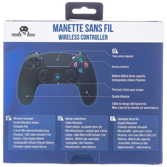 Manette Sans Fil Noire avec Prise Jack pour casque et boutons lumineux pour  PS4 - Cdiscount Informatique