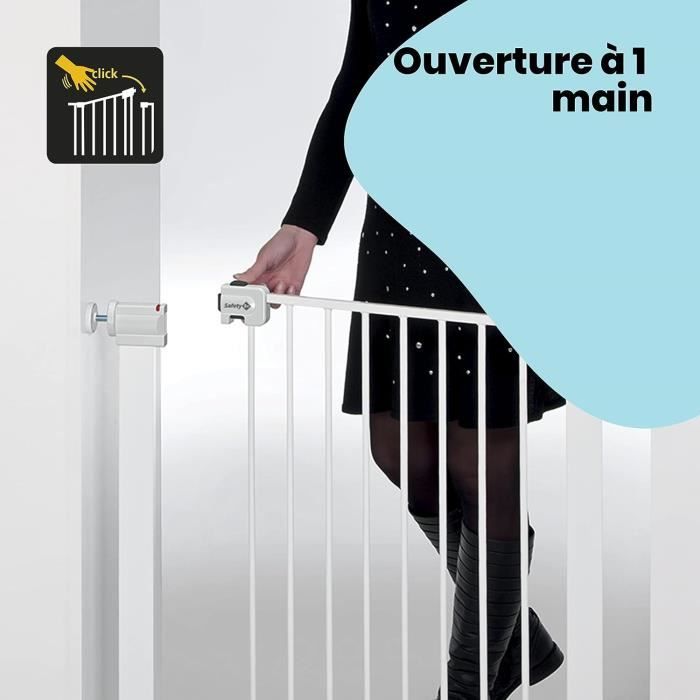 Safety 1st Easy Close, Barrière de Sécurité Extensible à Fermeture Facile,  Barrière d'Escalier à Fixation par Pression, Barrière pour Bébé et pour les  Chiens, de 6 mois à 2 ans, Blanc 