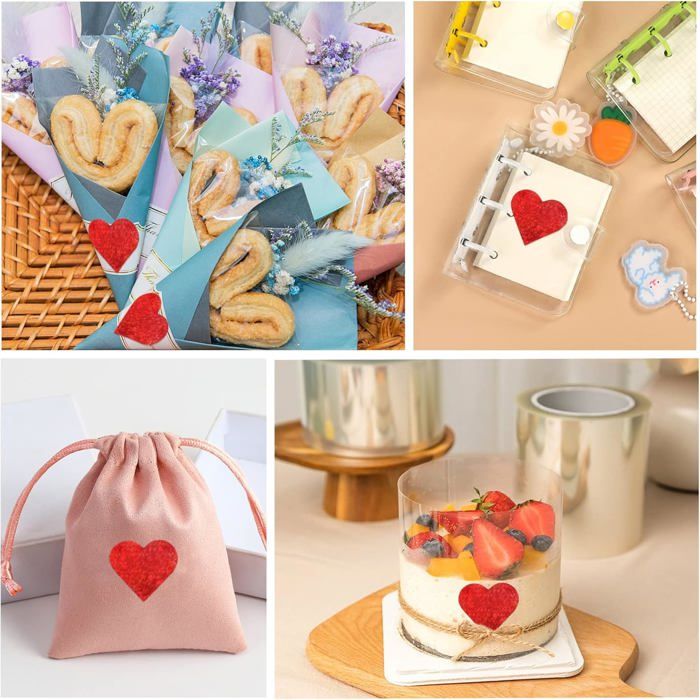 (500Pcs 3,8Cm) Autocollant Holographique Coeur Rouge Stickers De La ...
