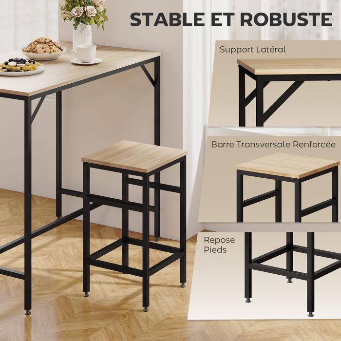 SoBuy Table Haute Mange Debout Avec 4 Tabourets Ensemble Table Bar Cuisine Gain De Place Pour Petit Espace Table Mange-Debout Compacte Pour Cuisine, Balcon Ou Salle à Manger 100x60x93cm OGT15-N