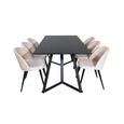 MarinaBLBL ensemble table, table noir et 6 Velvet chaises Velours beige, noir.-0