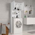 454674 - Design Furniture | Meuble pour machine à laver Meuble de salle de bain - Meuble WC Blanc 64 x 25,5 x 190 cm Aggloméré-0