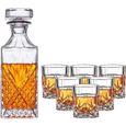 Verres et Carafe à Whiskey, 750 ml Bouteille avec 6 Verres à Whisky en Cristal Sans Plomb 300 ml, 7 Pièces-0
