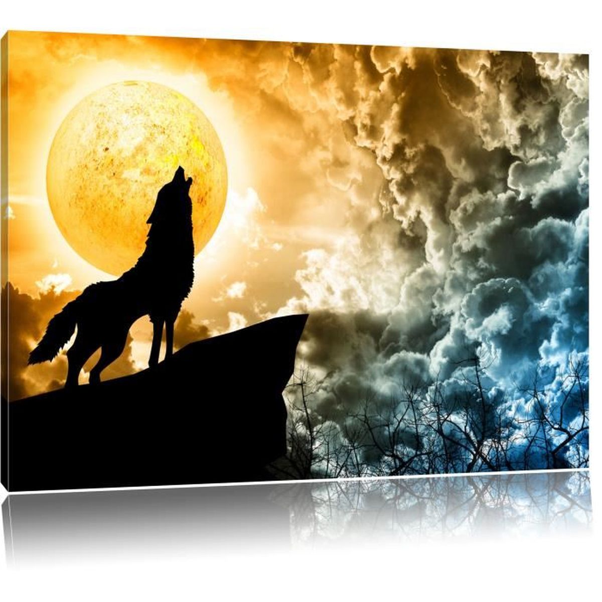 Toile Imprime Loup Hurlant A La Lune Completement Encadrees Avec Civiere Wall Art Print Sur Le Cadreformat 120x80cm Achat Vente Tableau Toile Soldes Sur Cdiscount Des Le 20 Janvier Cdiscount
