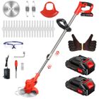 SANS MARQUE Débroussailleuse sans fil 21V - Coupe bordures avec Capot de protection, 2 batteries et chargeur pour Jardin, Léger et Facile