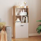 GOPLUS Buffet Haut de Cuisine 60x30x140CM à 3 Niveaux avec Etagères Ouvertes-Armoire à Double Porte pour Salon/Chambre