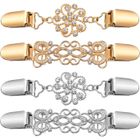 Lot de 4 pinces à cardigan, 2 styles, boucles d'écharpe en alliage de zinc, pinces à pull vintage, pinces à robe, pinces QIEDOVIEY