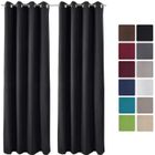 BEAUTISSU HOME STYLE Beautissu Lot de 2 Rideaux thermiques Noir uni opaque à oeillet Amelie - 140x245 cm - Rideaux occultants isolant uni à anneaux
