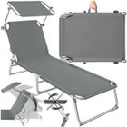 Bains de soleil - TECTAKE - Chaise longue transat de jardin en acier pliable 4 positions pare-soleil réglable en continu - Gris