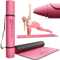 Hop-Sport Tapis de yoga et pilates HS-P005GM 183x68 cm en caoutchouc avec épaisseur 0,5 cm, Sangle de transport, Antidérapant, Rose