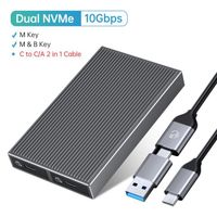 Dual NVME - Dual Bay - boîtier double baie en aluminium pour SSD NVME M.2, USB C 3.1 Gen2, 10Gbps, pour clé M