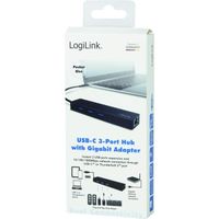 LogiLink UA0313 Hub USB 3.0 Slim Noir 3 Ports + Gigabit LAN