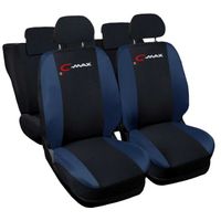 Lupex Shop Housses de siège auto compatibles pour C-Max Noir Blue Foncè
